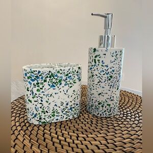 Terrazzo Soap Dispenser and Toothbrush Holder Set